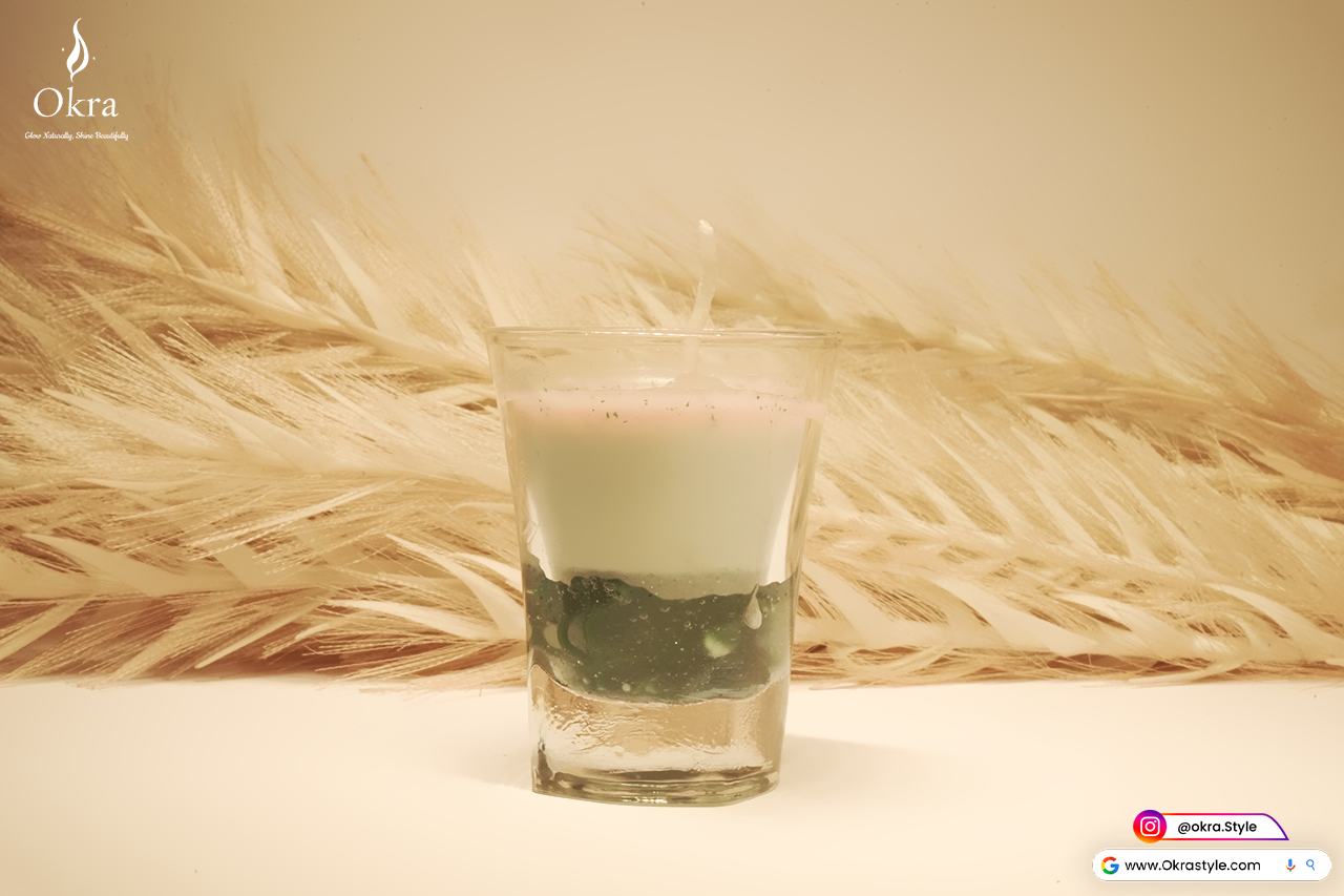 Green grass gliter candle