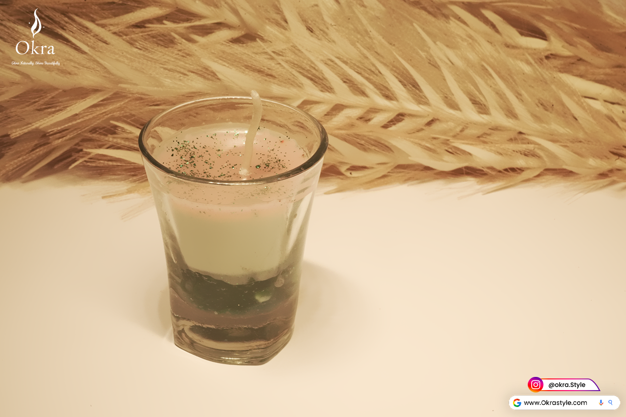 Green grass gliter candle